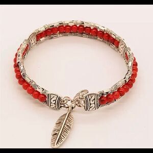 RED GOOD LUCK TIBETAN CHARM BRACELET‎